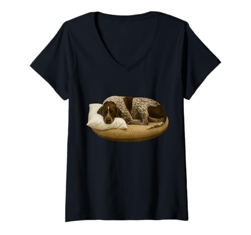 Damen Deutsch Kurzhaar T-Shirt mit V-Ausschnitt Damen Deutsch Kurzhaar T-Shirt mit V-Ausschnitt von German Shorthaired Dog