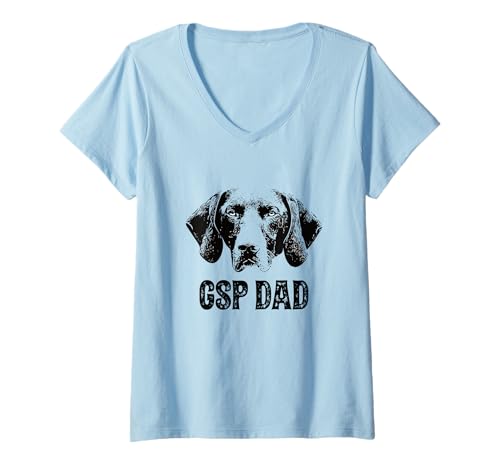 Damen GSP Dad - Deutsch Kurzhaar Papa T-Shirt mit V-Ausschnitt von German Shorthaired Pointer Dad Gifts