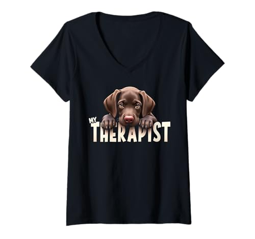 Damen Lustiger GSP Puppy My Therapist Deutsch Kurzhaar Zeiger Hund T-Shirt mit V-Ausschnitt Damen Lustiger GSP Puppy My Therapist Deutsch Kurzhaar Zeiger Hund T-Shirt mit V-Ausschnitt von German Shorthaired Pointer Fun Designs