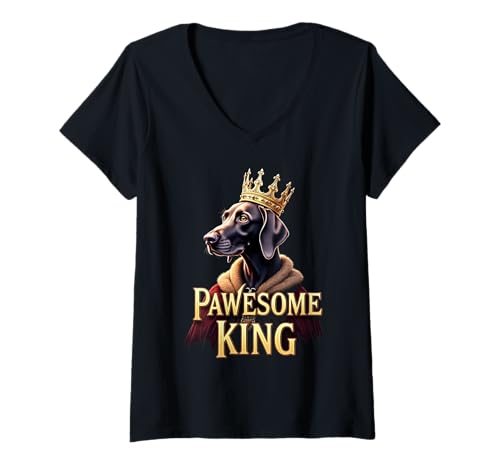 Damen Lustiger Pawesome Deutsch Kurzhaar Zeiger König Hund GSP Art T-Shirt mit V-Ausschnitt Damen Lustiger Pawesome Deutsch Kurzhaar Zeiger König Hund GSP Art T-Shirt mit V-Ausschnitt von German Shorthaired Pointer Fun Designs