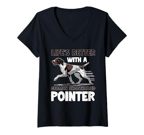 Damen Deutsch Kurzhaar Zeiger Hund T-Shirt mit V-Ausschnitt Damen Deutsch Kurzhaar Zeiger Hund T-Shirt mit V-Ausschnitt von German Shorthaired Pointer Gifts for Men and Women