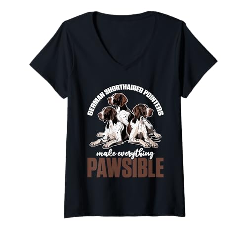 Damen Deutsch Kurzhaar Zeiger Hund T-Shirt mit V-Ausschnitt Damen Deutsch Kurzhaar Zeiger Hund T-Shirt mit V-Ausschnitt von German Shorthaired Pointer Gifts for Men and Women