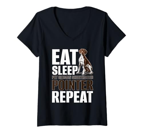 Damen Deutsch Kurzhaar Zeiger Hund T-Shirt mit V-Ausschnitt Damen Deutsch Kurzhaar Zeiger Hund T-Shirt mit V-Ausschnitt von German Shorthaired Pointer Gifts for Men and Women