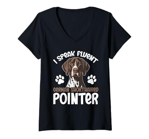 Damen Deutsch Kurzhaar Zeiger Hund T-Shirt mit V-Ausschnitt Damen Deutsch Kurzhaar Zeiger Hund T-Shirt mit V-Ausschnitt von German Shorthaired Pointer Gifts for Men and Women