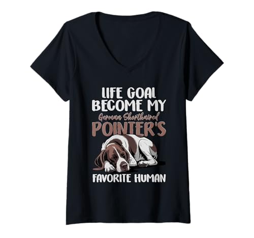 Damen Deutsch Kurzhaar Zeiger Hund T-Shirt mit V-Ausschnitt Damen Deutsch Kurzhaar Zeiger Hund T-Shirt mit V-Ausschnitt von German Shorthaired Pointer Gifts for Men and Women