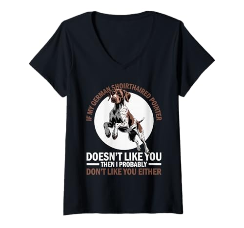 Damen Deutsch Kurzhaar Zeiger Hund T-Shirt mit V-Ausschnitt Damen Deutsch Kurzhaar Zeiger Hund T-Shirt mit V-Ausschnitt von German Shorthaired Pointer Gifts for Men and Women