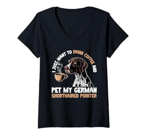 Damen Deutsch Kurzhaar Zeiger Hund T-Shirt mit V-Ausschnitt Damen Deutsch Kurzhaar Zeiger Hund T-Shirt mit V-Ausschnitt von German Shorthaired Pointer Gifts for Men and Women