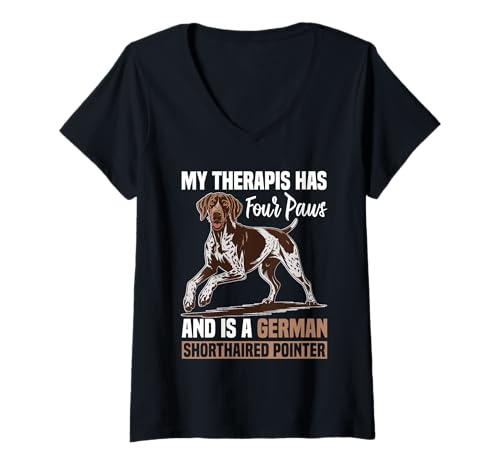 Damen Deutsch Kurzhaar Zeiger Hund T-Shirt mit V-Ausschnitt Damen Deutsch Kurzhaar Zeiger Hund T-Shirt mit V-Ausschnitt von German Shorthaired Pointer Gifts for Men and Women