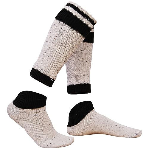 German Wear, 2-teilig Loferl Trachtensocken Trachten strümpfe Wadenwärmer, Größe:35-38;Sockenfarbe:Weizen/Braun von German Wear