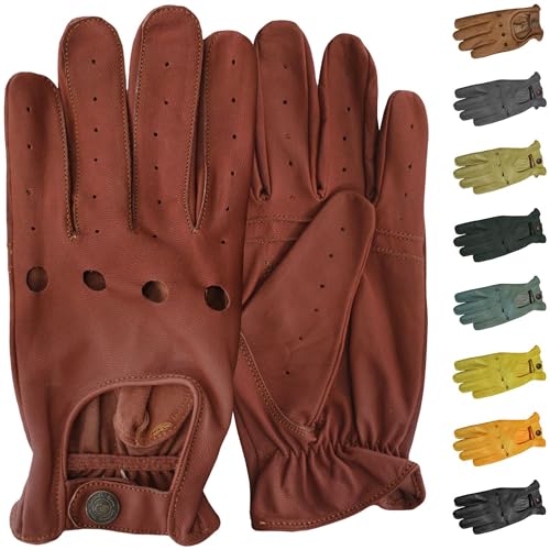 German Wear, Herren Driving Autofahrer-Handschuhe Lederhandschuhe, Größe:10=XL, Farbe:Rotbraun von German Wear