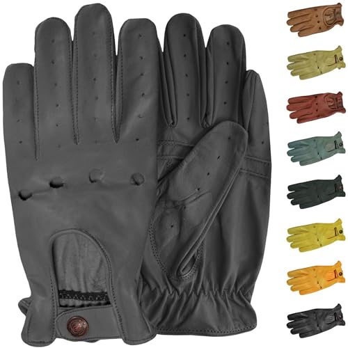 German Wear, Herren Driving Autofahrer-Handschuhe Lederhandschuhe, Größe:11=XXL, Farbe:Grau von German Wear