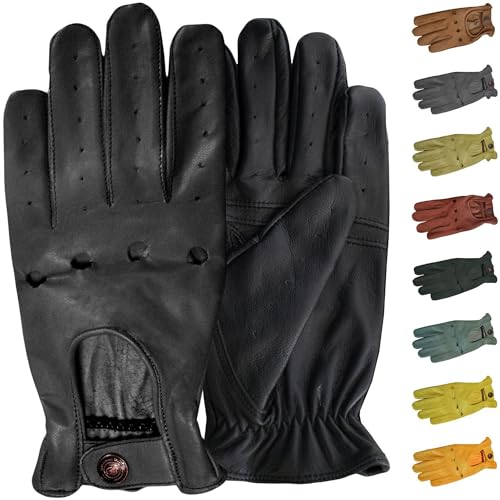 German Wear, Herren Driving Autofahrer-Handschuhe Lederhandschuhe, Größe:8=M, Farbe:Schwarz von German Wear