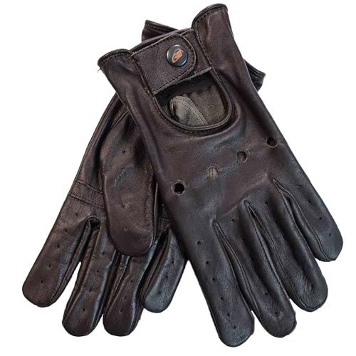 German Wear, Herren Driving Autofahrer-Handschuhe Lederhandschuhe (Dunkelbraun, 7=S) von German Wear