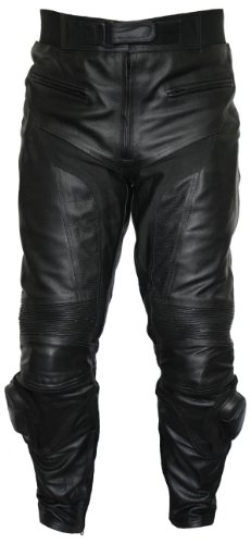 German Wear, Herren Motorradhose Motorrad Biker Lederhose Schwarz, Größe:50 von German Wear