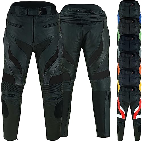German Wear, Herren Motorradhose Motorrad Biker Lederhose Schwarz, Größe:54 von German Wear