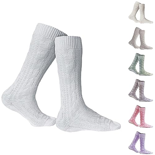 German Wear, Kurze Trachtensocken Trachtenstrümpfe Zopf muster Socken 44cm, Größe:38-40;Sockenfarbe:Weiss von German Wear