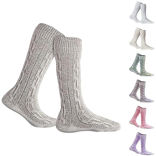 Trachtensocken klassisch 40cm Lang - Trachten Strümpfe Passend zu kurze Trachtenhosen & Kniebundhosen - Edel gestrickte Socken mit Zopfmuster - aus Baumwolle für Damen & Herren Natur/Meliert - 41-43 Trachtensocken klassisch 40cm Lang - Trachten Strümpfe Passend zu kurze Trachtenhosen & Kniebundhosen - Edel gestrickte Socken mit Zopfmuster - aus Baumwolle für Damen & Herren Natur/Meliert - 41-43 von German Wear