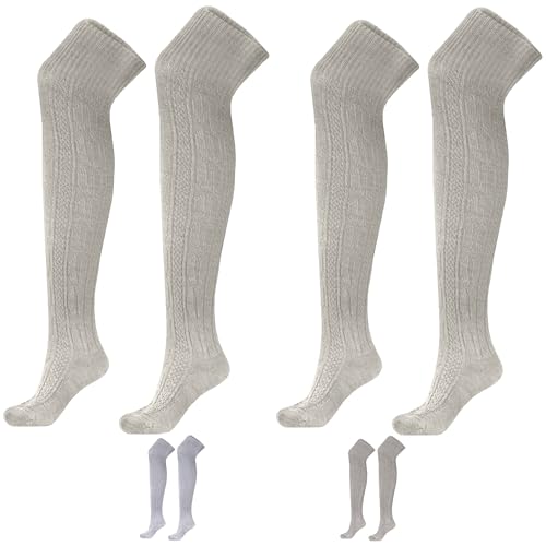 German Wear Trachtenstümpfe Lange Trachtensocken Strümpfe Socken 70cm (DE/NL/SE/PL, Numerisch, 44, 46, Regular, Regular, 2, Natur) von German Wear
