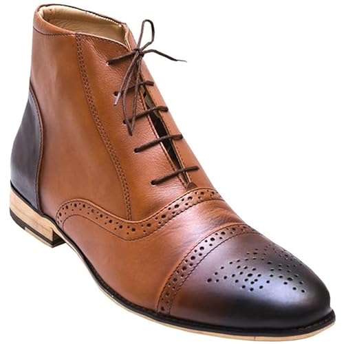 German Wear Business Schuhe Brogues Stiefelette Lederschuhe mit Ledersohle Schuhe braun, Schuhgröße:42 von German Wear