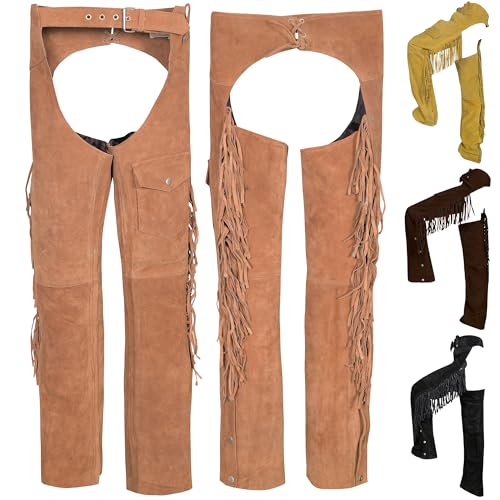 German Wear Chaps Fransenhose Reiter Cowboy Indianer Western Lederchaps Lederhose 50 Kastanienbraun von German Wear