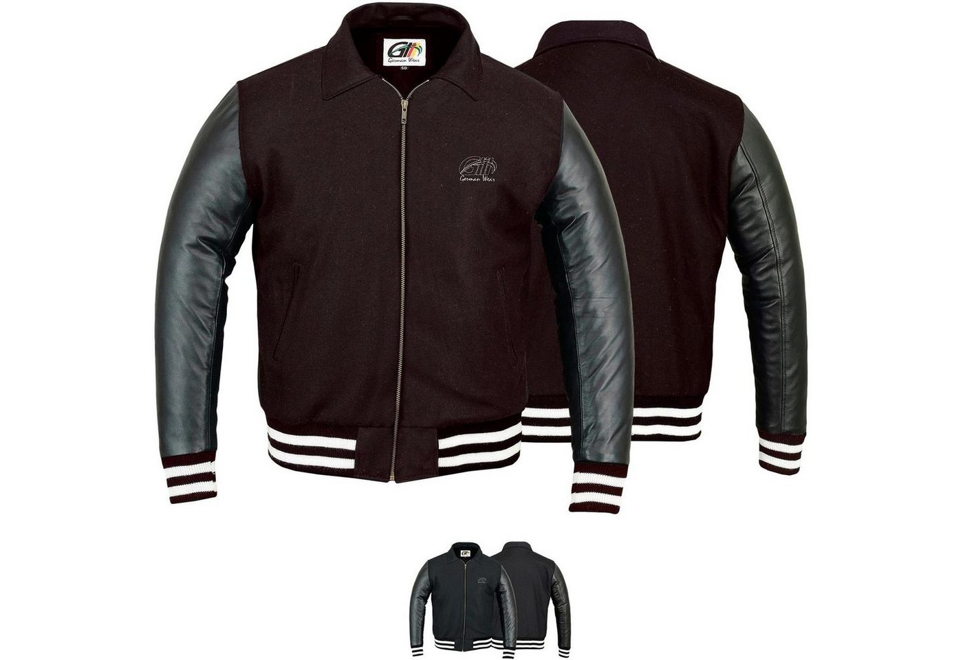 German Wear Collegejacke CJ003 Collegejacke Blouson Wolljacke Lederärmel von German Wear