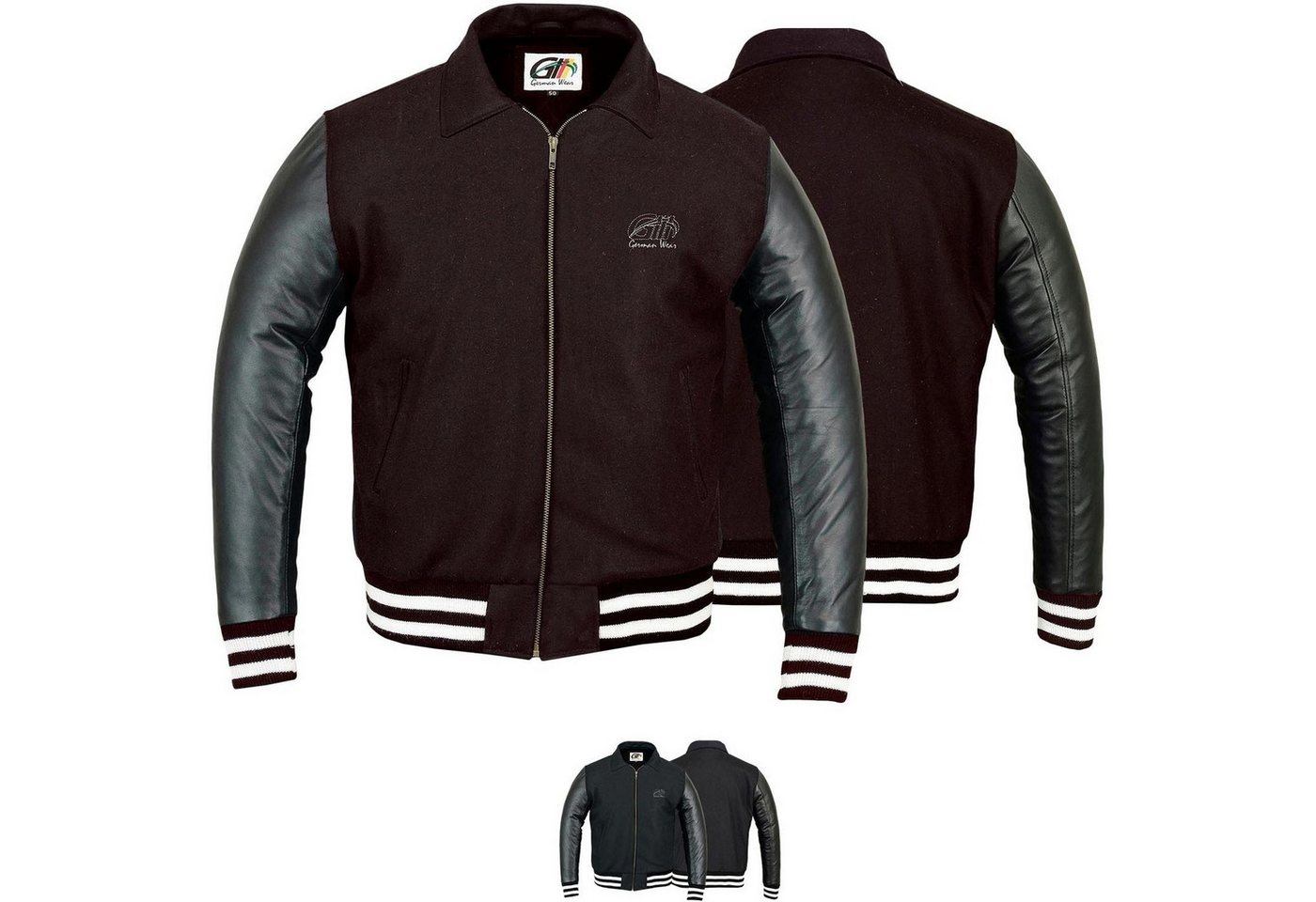 German Wear Collegejacke CJ003 Collegejacke Blouson Wolljacke Lederärmel von German Wear