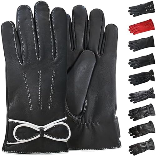 German Wear Damen Lederhandschuhe Lammnappa Handschuhe echtleder winter Handschuhe Gl-27 Schwarz - S=6 Handumfang 17cm von German Wear