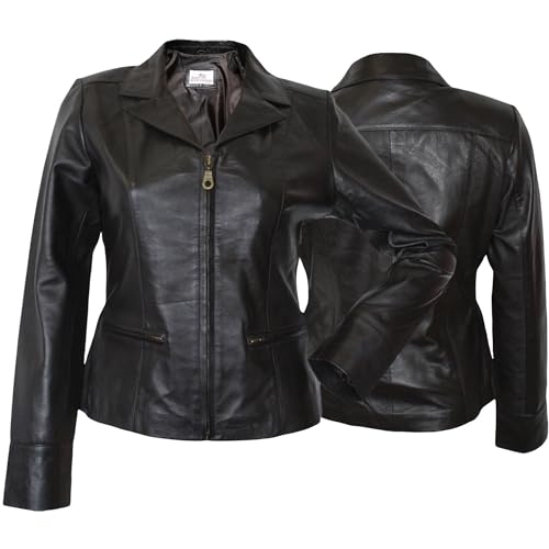 German Wear Damen Lederjacke Lederblazer echtleder Jacke aus Lamm Nappa Leder Braun, Größe:L von German Wear