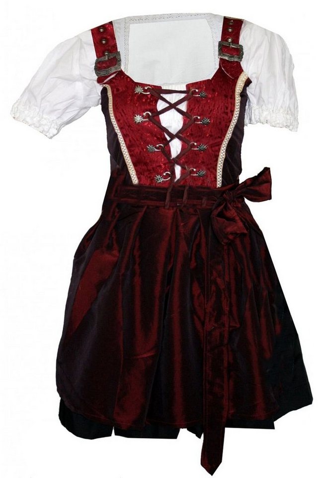 German Wear Dirndl GW1307 Britta 4-teilig Mini-Dirndl Dirndlbluse Weinrot Bordeaux von German Wear