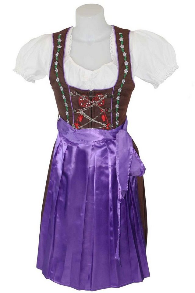 German Wear Dirndl GW1316 lila 3er Midi Dirndl SET Dirndel Fasching Lila von German Wear