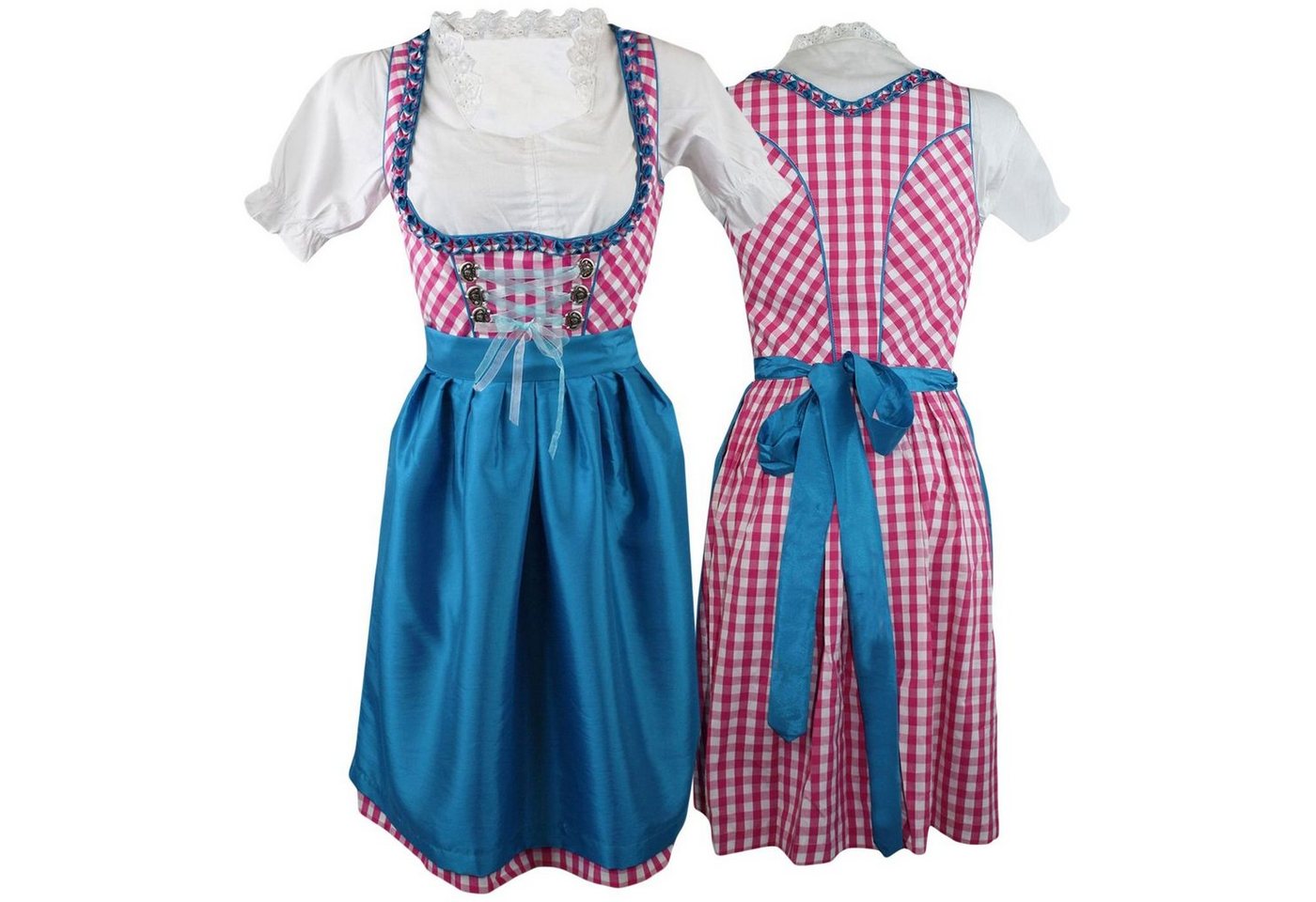 German Wear Dirndl OD4 Pink kariert 1-teiliges Midi-Dirndl Landhaus Dirndel ohne Bluse Pink kariert von German Wear