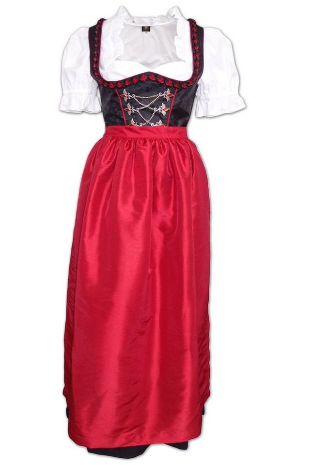 German Wear Dirndl OD5 schwarz/mittelrot 2-teiliges langes Dirndl Landhaus Schwarz/mittelrot von German Wear