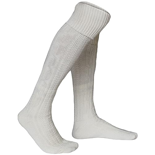 German Wear EXTRA Lange Trachtensocken Strümpfe Trachtenlederhose Socken aus Wolle Natur 75cm, Größe:35-38 von German Wear