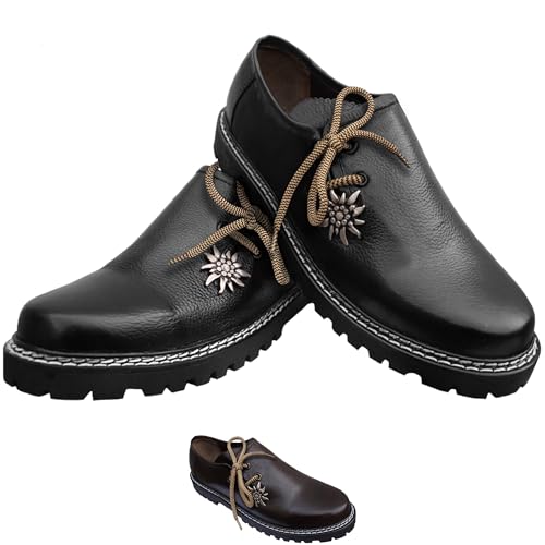 German Wear Haferlschuhe Herren Edelweiss aus 100% Glattleder Bequeme Trachtenschuhe Original Traditioneller Stil Handmachart Kalbsleder Schwarz - 42 German Wear Haferlschuhe Herren Edelweiss aus 100% Glattleder Bequeme Trachtenschuhe Original Traditioneller Stil Handmachart Kalbsleder Schwarz - 42 von German Wear