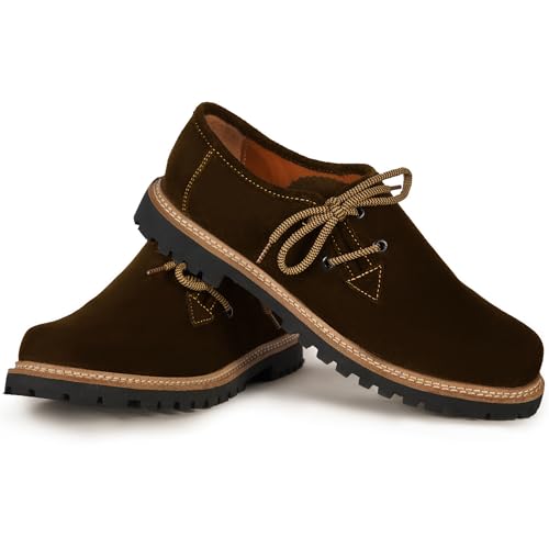 German Wear Haferlschuhe Trachtenschuhe Trachten Schuhe Echtleder Wildleder Dunkelbraun, Schuhgröße:42 von German Wear