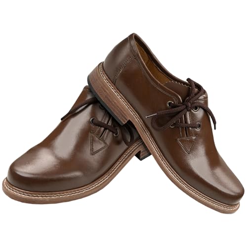 German Wear Haferlschuhe mit Ledersohle Trachtenschuhe Schuhplattler Tanz Schuhe, 46, Dunkelbraun von German Wear