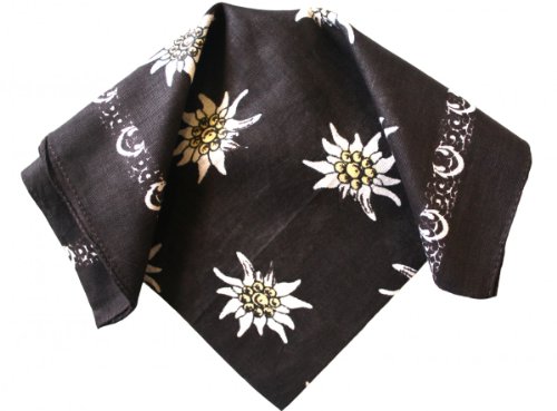 German Wear Halstuch Trachtentuch mit Edelweissmuster nikituch 54x54cm dunkelbraun 100% Baumwolle von German Wear