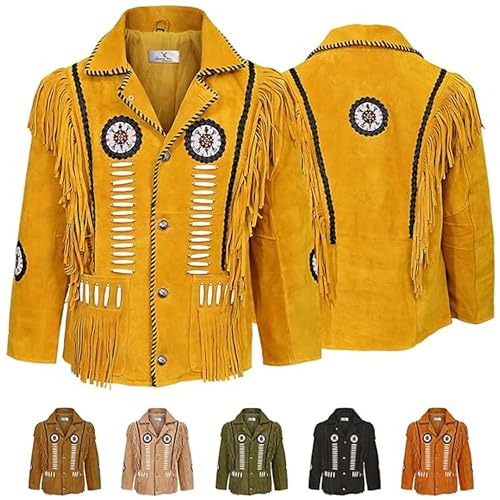 German Wear Herren Indianer Westernjacke Reiter Jacke Western-Lederjacke Tracht jacke, 56, Ocker German Wear Herren Indianer Westernjacke Reiter Jacke Western-Lederjacke Tracht jacke, 56, Ocker von German Wear