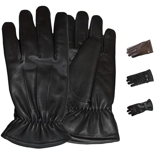 German Wear Herren Lederhandschuhe Lammnappa Handschuhe aus echtleder winter Handschuhe Trendgl-4 Schwarz - 8=M Handumfang 22cm von German Wear