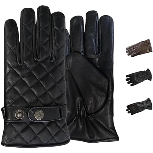 German Wear Herren Lederhandschuhe Lammnappa Handschuhe aus echtleder winter Handschuhe Trendgl-7 Schwarz - 11=2XL Handumfang 28cm von German Wear