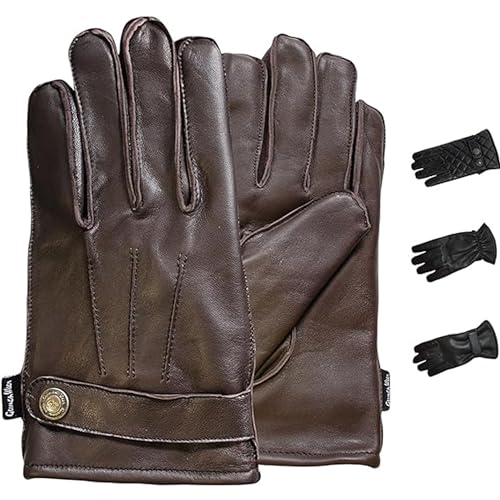 German Wear Herren Lederhandschuhe Lammnappa Handschuhe aus echtleder winter Handschuhe Trendgl-8 Braun - 9=L Handumfang 24cm von German Wear