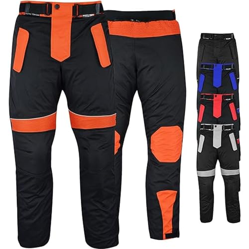 German Wear Herren Motorradhose mit Protektoren Textil Motorrad Hose Kombihose herausnehmbar washbar Futter wasserabweisend Orange - 48 von German Wear