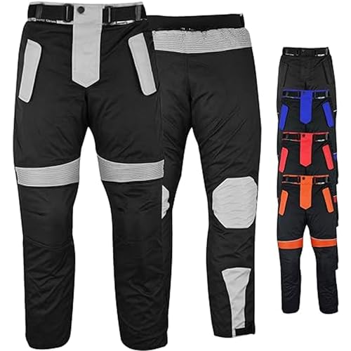 Motorradhose Herren mit 2CE Protektoren - Winddicht Biker Quad textil Hosen - Wash- & Abnehmbar Thermo-Futter, Kombi-Reißverschluss, Elastischer Bund - aus 4 Schichten & 2 Zipper Taschen Grau - 54 von German Wear