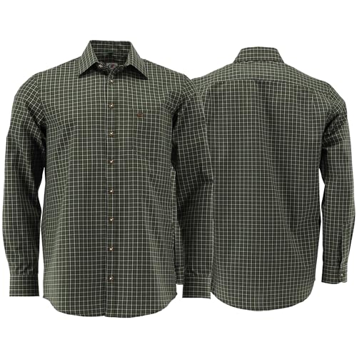 German Wear Jagdhemd Hemd Langarm Hemd Regular Fit Haifischkragen mit Stick, Oliv, XXL von German Wear