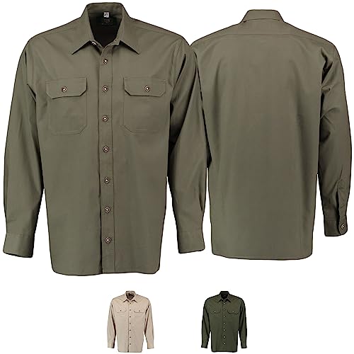 German Wear Jagdhemd Hemd jäger Hemd Langarm Hemd, Trachtengrün, L von German Wear
