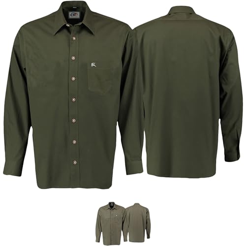 German Wear Jagdhemd jäger Hemd Langarm Hemd, Dunkelgrün, 5XL von German Wear