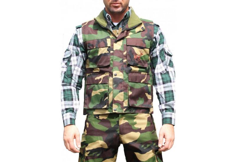 German Wear Jagdweste GW611W Jagdweste in der Farbe Militär mit einer Hirschstickerei von German Wear