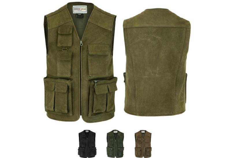 German Wear Jagdweste GW650 Jagd Lederweste Jagdweste Angelweste Angler Weste Jägerweste von German Wear
