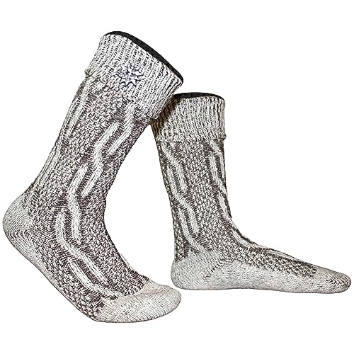 German Wear Kinder Trachtensocken Trachten Kindersocken Umschlag mit Edelweiss meliert, Kindersockengröße:31/32 von German Wear