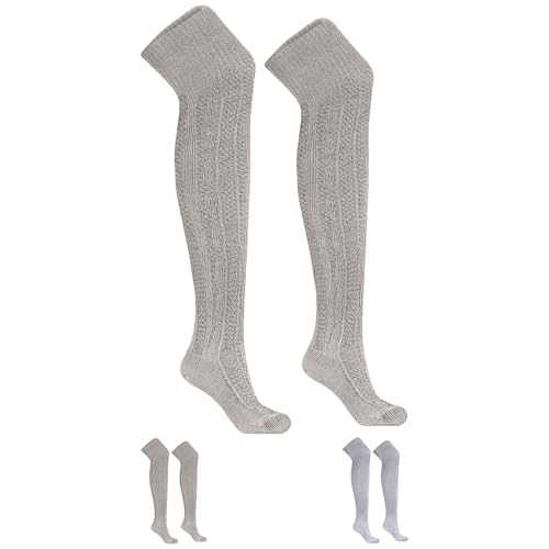 German Wear LANGE Trachtensocken Trachtenstrümpfe Zopf Socken 70cm, Größe:41-43, Meliert von German Wear